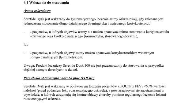 Wskazania wg ChPL