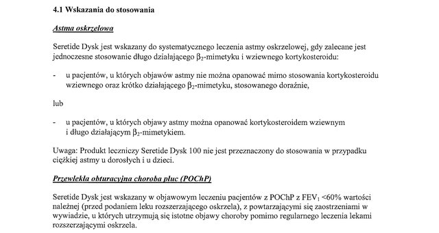 Wskazania wg ChPL