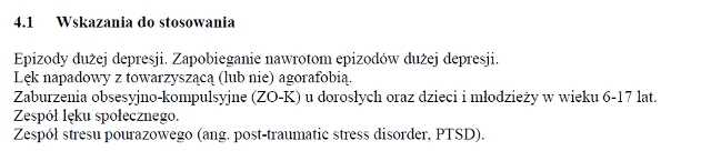 Wskazania wg ChPL