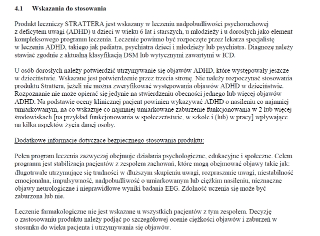 Wskazania wg ChPL