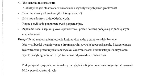 Wskazania wg ChPL