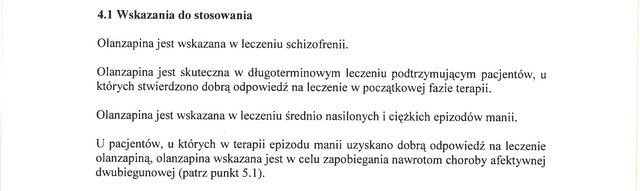 Wskazania wg ChPL