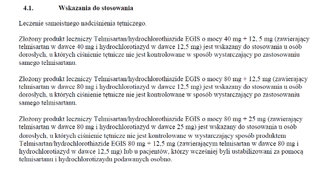 Wskazania wg ChPL