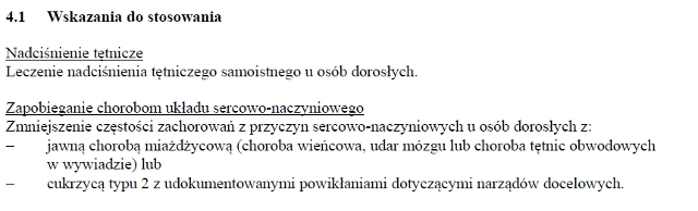 Wskazania wg ChPL