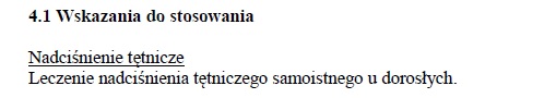 Wskazania wg ChPL
