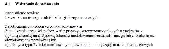 Wskazania wg ChPL