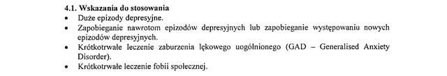 Wskazania wg ChPL