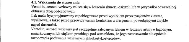 Wskazania wg ChPL