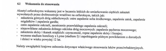 Wskazania wg ChPL