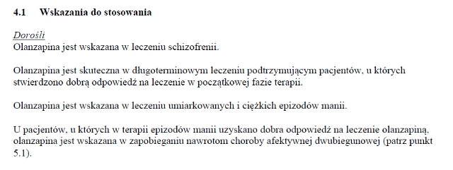 Wskazania wg ChPL