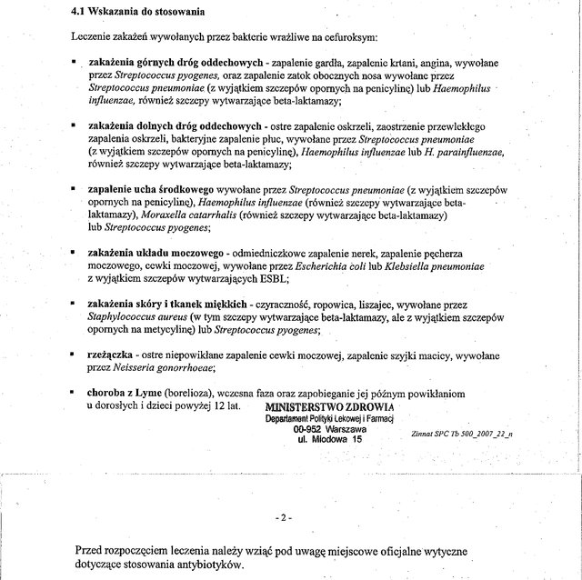 Wskazania wg ChPL