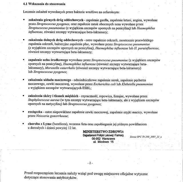 Wskazania wg ChPL