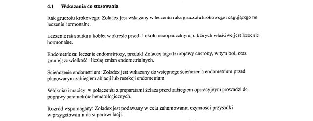 Wskazania wg ChPL